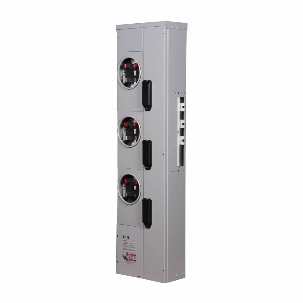 EATON 1MM320RC 3-Socket 4-Jaw Multiple Metering Meter Stack Module, 120/240 VAC, 200 A, 1 ph Phase, 3 Wires