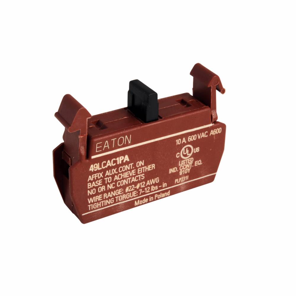 EATON C320AMH2 Freedom 2-Pole Auxiliary Contact, 600 VAC, 1NO-1NC Contacts, Silver Cadmium Alloy