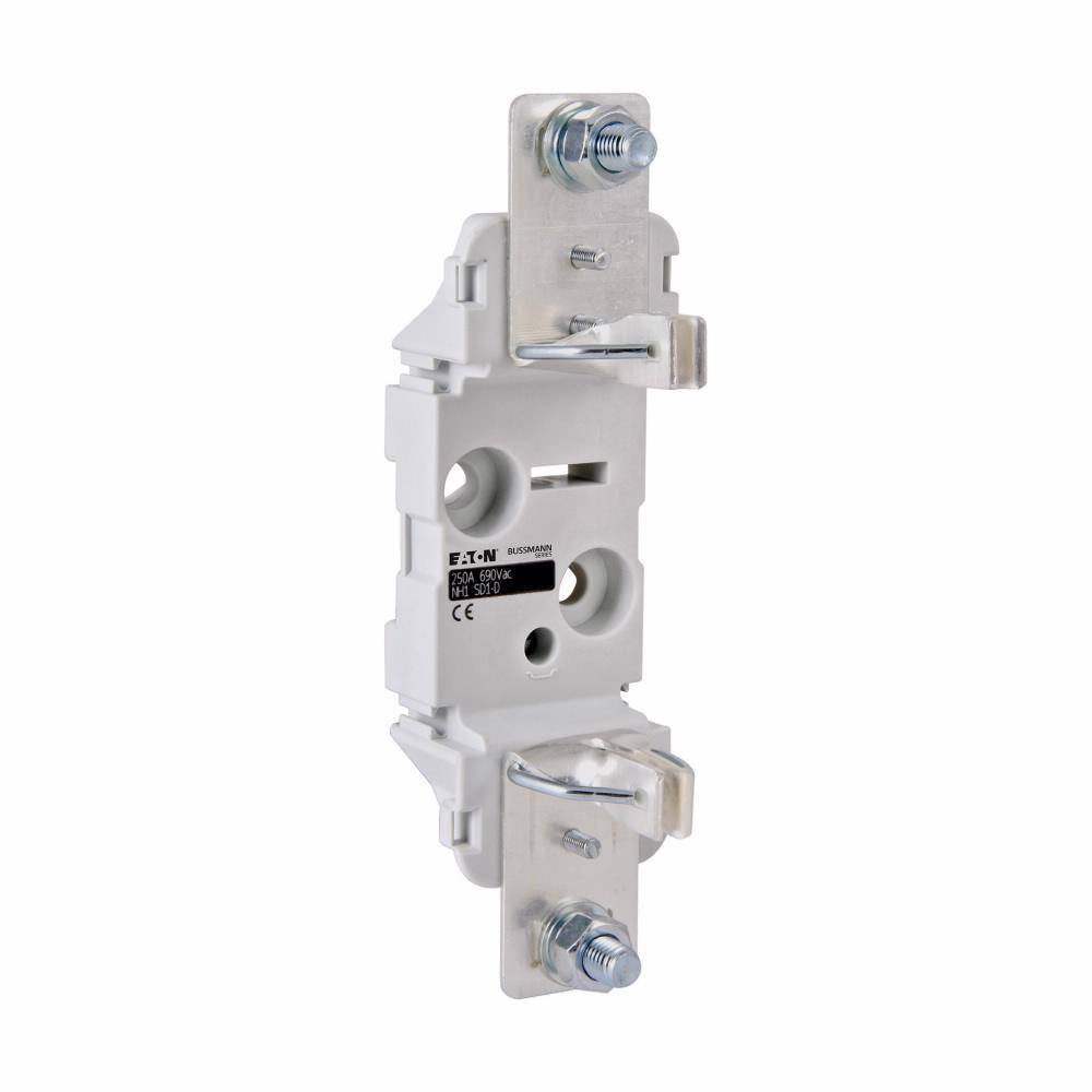 Bussmann SD1-D Screw, For Use With NH Base, NH1 Fuse Link, 400/500/690 VAC NH Series Class gG/aM Low Voltage Fuse, 690 V, 250 A, DIN Rail, Threaded Mount, 1/4 in Screw, Thermoplastic, Silver