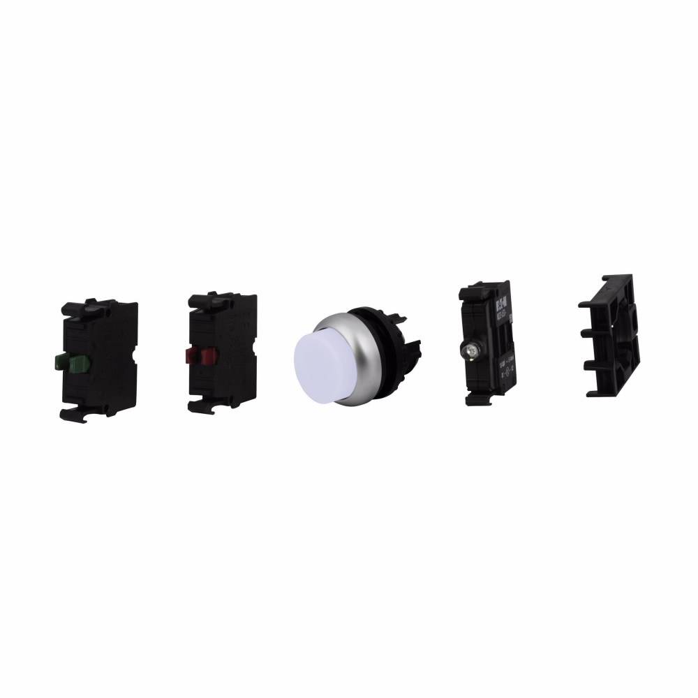 EATON M22-DLH-W-K20-W Modular Illuminated Pushbutton, 22.5 mm, 2NO Contact, Extended Button Operator, White