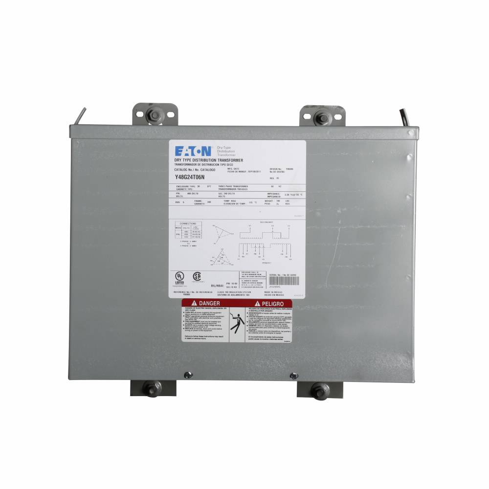 EATON Z48G28E06CUS64X Type EPTZ General Purpose Encapsulated Transformer, 480 V Primary, 208Y/120 V Secondary, 6 kVA Power Rating, 50/60 Hz, 3 Phase