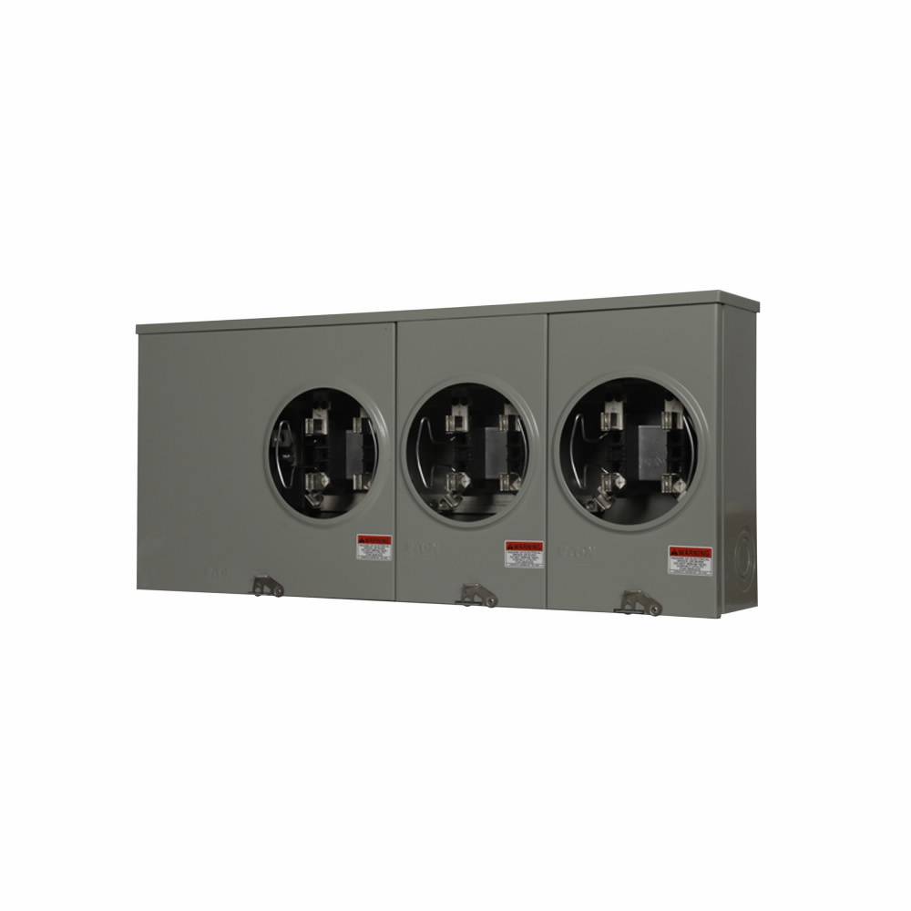 EATON 1009694CH 3-Position 3-Wire Horizontal Ganged Horn Bypass Meter Socket, 600 VAC, 100 A, 1 ph Phase
