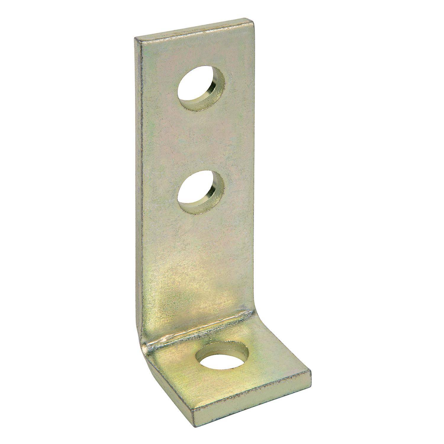 Kindorf® B-916-EG 3-Hole Angle Connector, 4-1/2 in L x 1-1/2 in W, Steel, Electro-Galvanized/Silver Galvanized