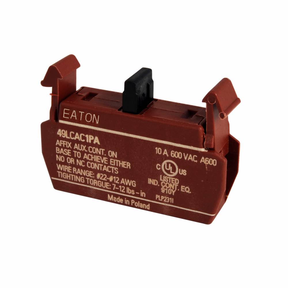 EATON C320AMH2 Freedom 2-Pole Auxiliary Contact, 600 VAC, 1NO-1NC Contacts, Silver Cadmium Alloy