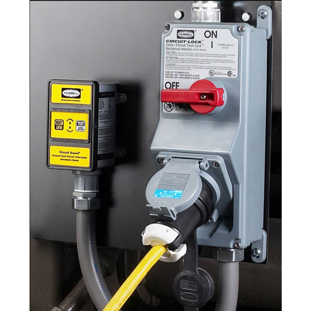 Wiring Device-Kellems Circuit Guard® GFHW23115 3-Wire Automatic Multi-Strand Fabricated Hard Wired GFCI With Audible Alarm, 240 VAC, 30 A, 7200 W Power Rating, NEMA 4X Enclosure, Thermoplastic