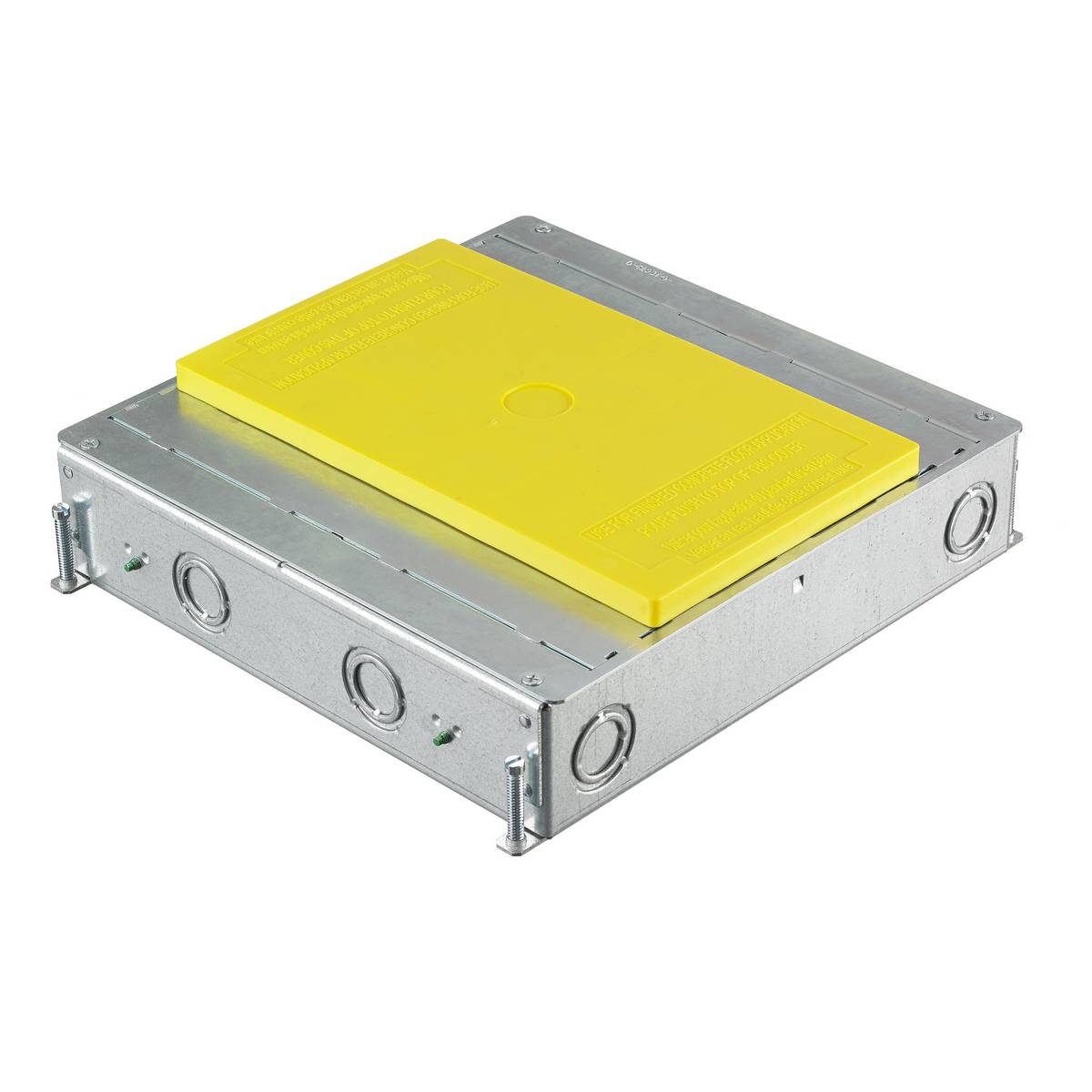 PREMISE WIRING SystemOne™ CFB4G25 Floor Box, Steel, 26.5 cu-in Capacity, 4 Gangs, 6 Knockouts, 12.08 in L x 11.2 in W x 2.96 in H
