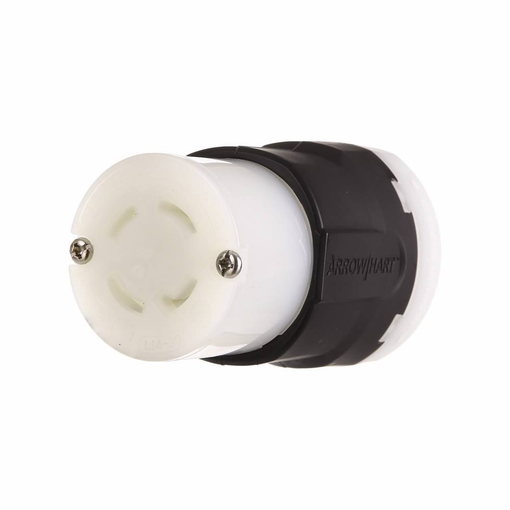 EATON Arrow Hart™ Safety Grip™ Eaton Wiring Devices AHL1430C Grounding Straight Ultra Grip Locking Connector, 125/250 VAC, 30 A, 3 Poles, 4 Wires, Black/White