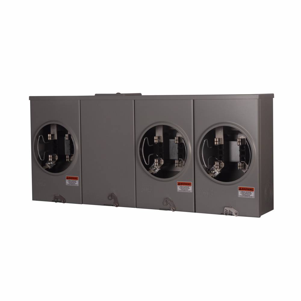 EATON Cutler-Hammer 1009614CH 3-Wire 3-Position Resi Raceway Open Trough Provision Single Meter Socket With Horn Bypass, 600 VAC, 200 A, 1 Phase