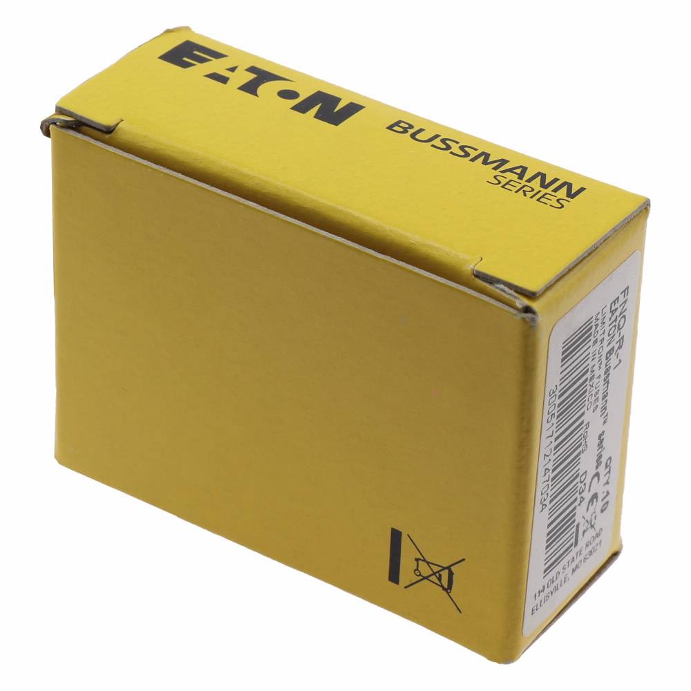 Bussmann CC-Tron® FNQ-R-1 Current Limiting High Inrush Time Delay Fuse, 1 A, 600 V, 200 kAIC Interrupt, CC Class, Cylindrical Body