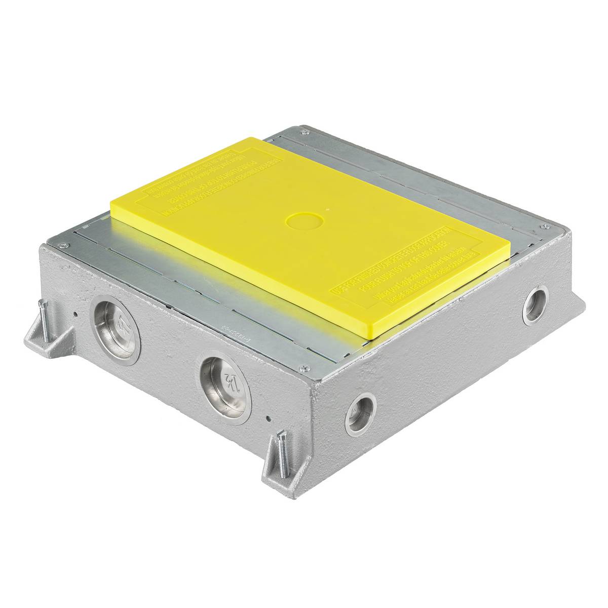 Wiring Device-Kellems CFB4G30CI CFB Fully Adjustable On-Grade Recessed Standard Floor Box, Cast Iron, 32.5 cu-in Capacity, 4 Gangs, (8) Knockouts, 11.44 in L x 13.19 in W x 3.2 in H