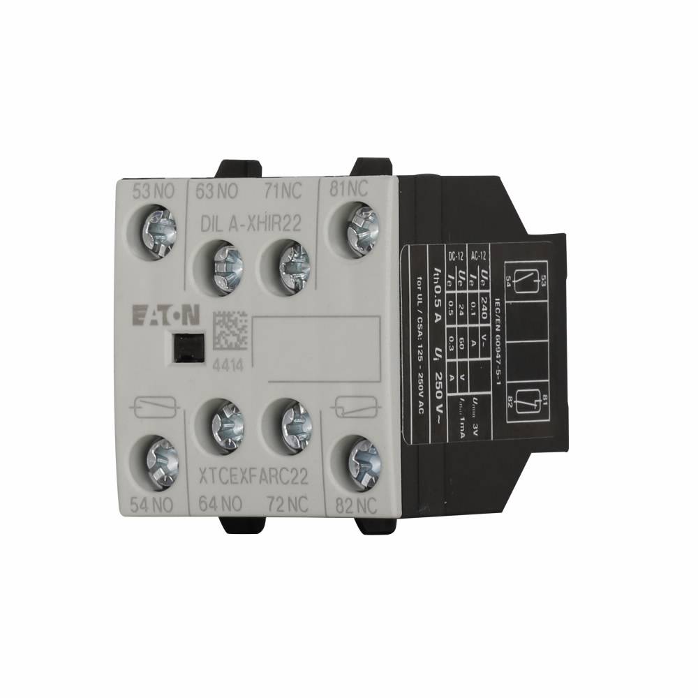EATON XTCEXFARC22 4-Pole Electronic Auxiliary Contact, 600 VAC, 1.5 to 10 A, 4 Contacts