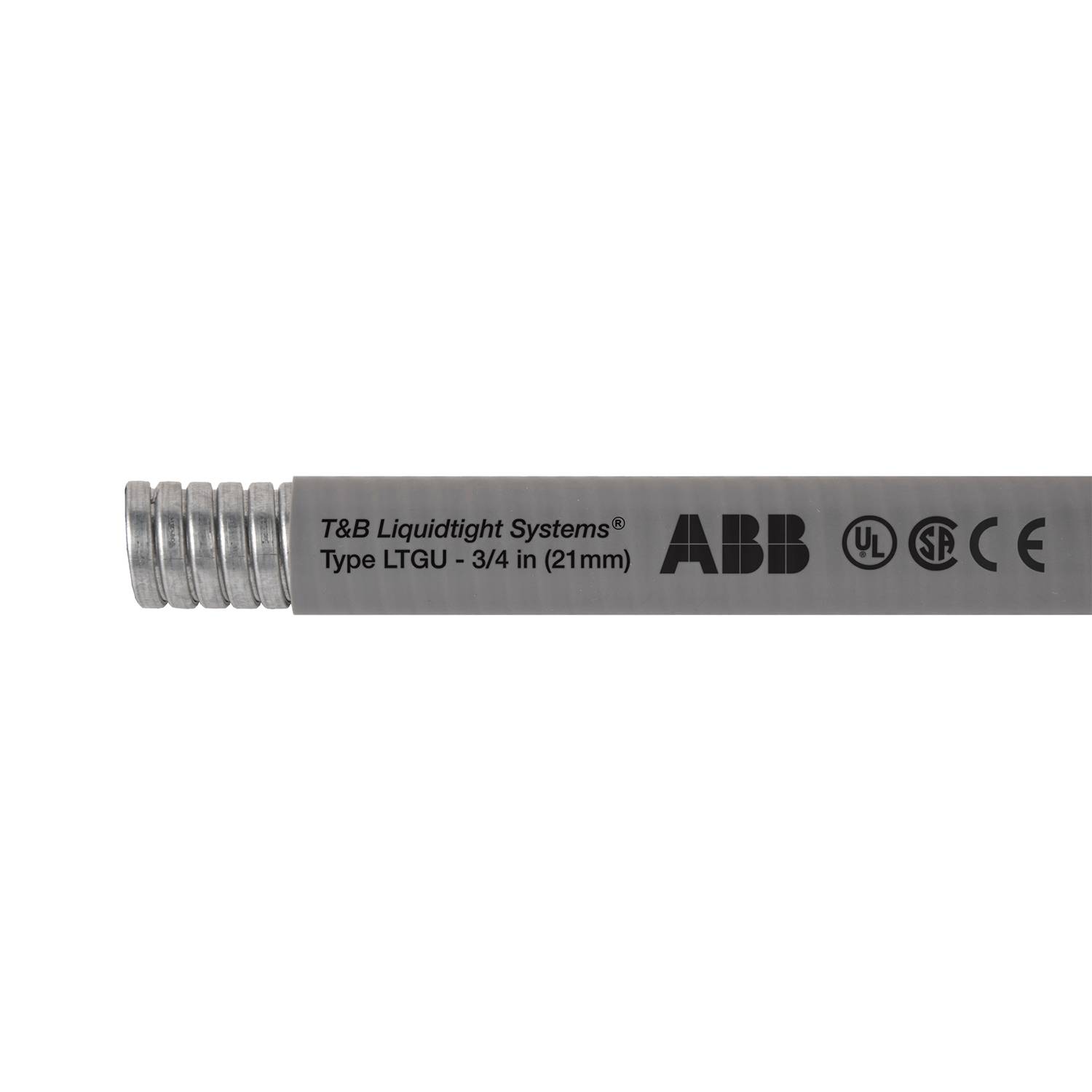 T&B® Industrial Fitting Liquidtight Systems™ LTGUS05B-B Type LTGU Liquid Tight Flexible Metal Conduit With PVC Jacket, 1-1/4 in Trade, 1.38 in ID x 1.66 in OD, 50 ft L, Steel