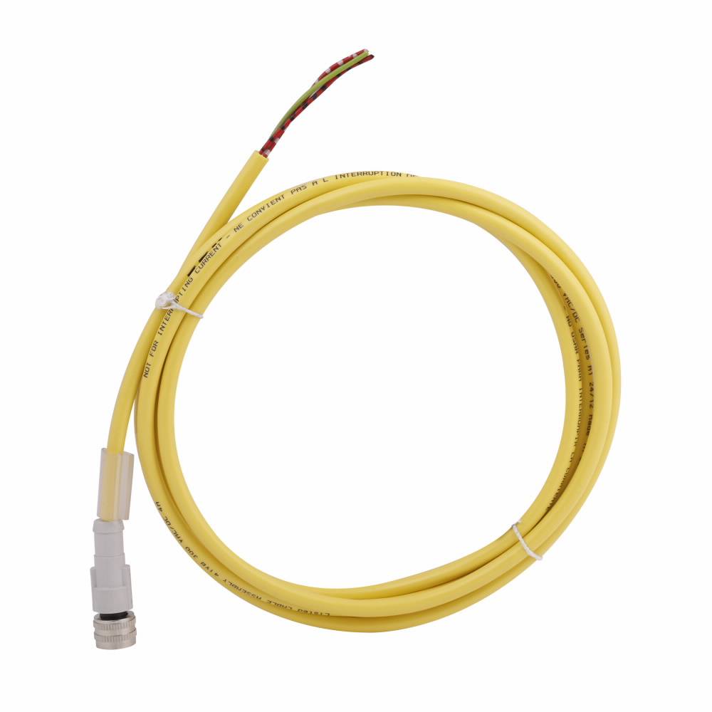 EATON CSAS3F3CY1802 Global Plus 3-Wire Standard Single End Cable Connector, 1/2-20 UNF-2B 3-Pin Micro-Style Straight Female Connector, 2 m L Cable, 3 Poles, Dual Keyway