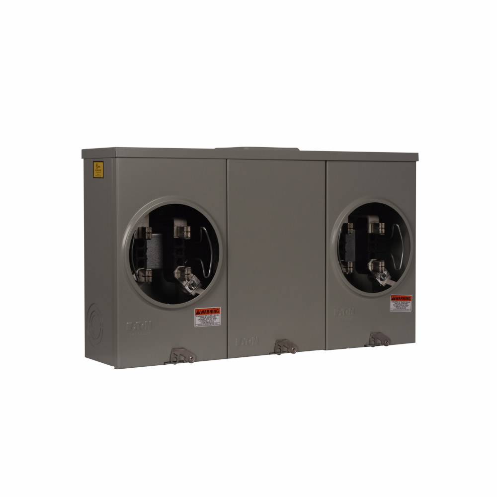 EATON Cutler-Hammer 1009613CH 3-Wire 2-Position Resi Raceway Open Trough Provision Single Meter Socket With Horn Bypass, 600 VAC, 200 A, 1 Phase