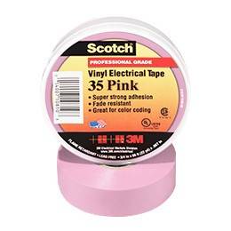 3M™ 35-3/4X66FT-PK Color Coding Premium-Grade Color Coding Electrical Tape, 66 ft L x 3/4 in W, 7 mil THK, Rubber Adhesive, PVC Backing, Pink