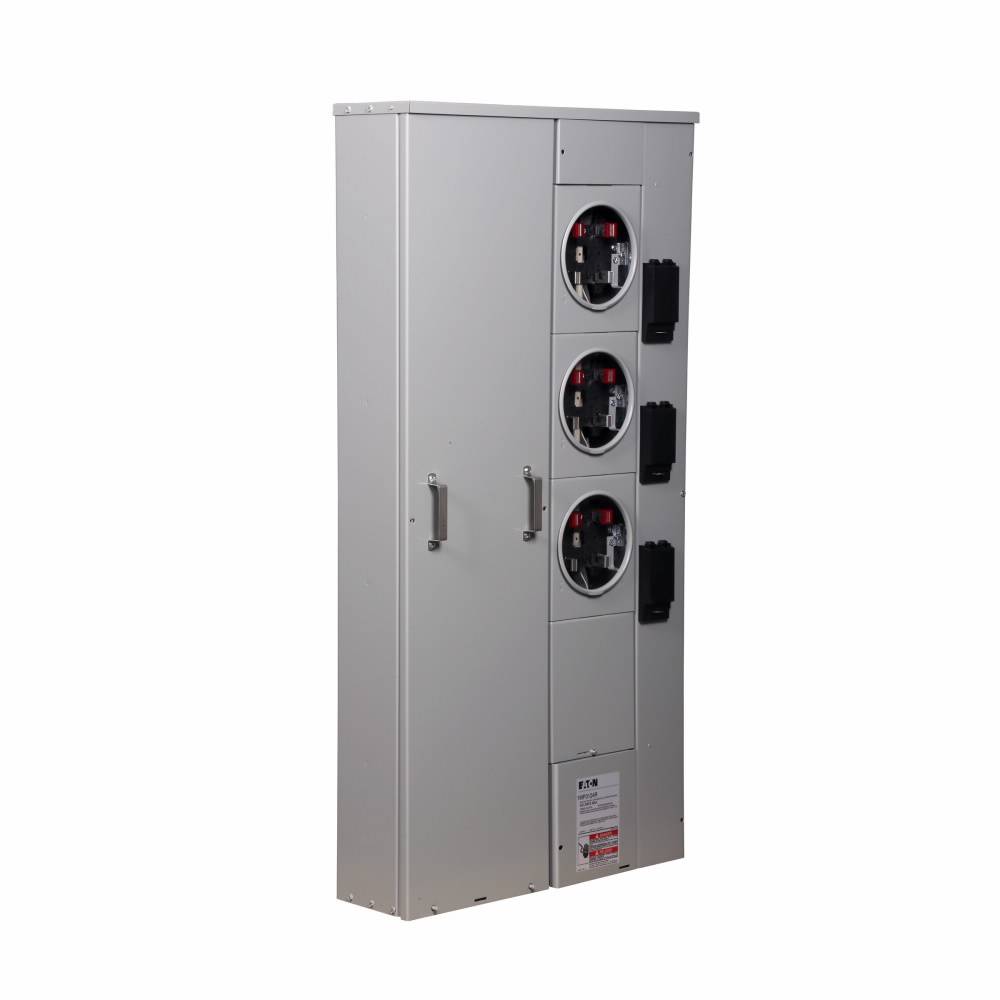 EATON 1MP3124R 3-Wire Group Metering Meter Pack, 125 A Self-Contained Socket, Underground Feed, 120/240 VAC, 400 A Bus