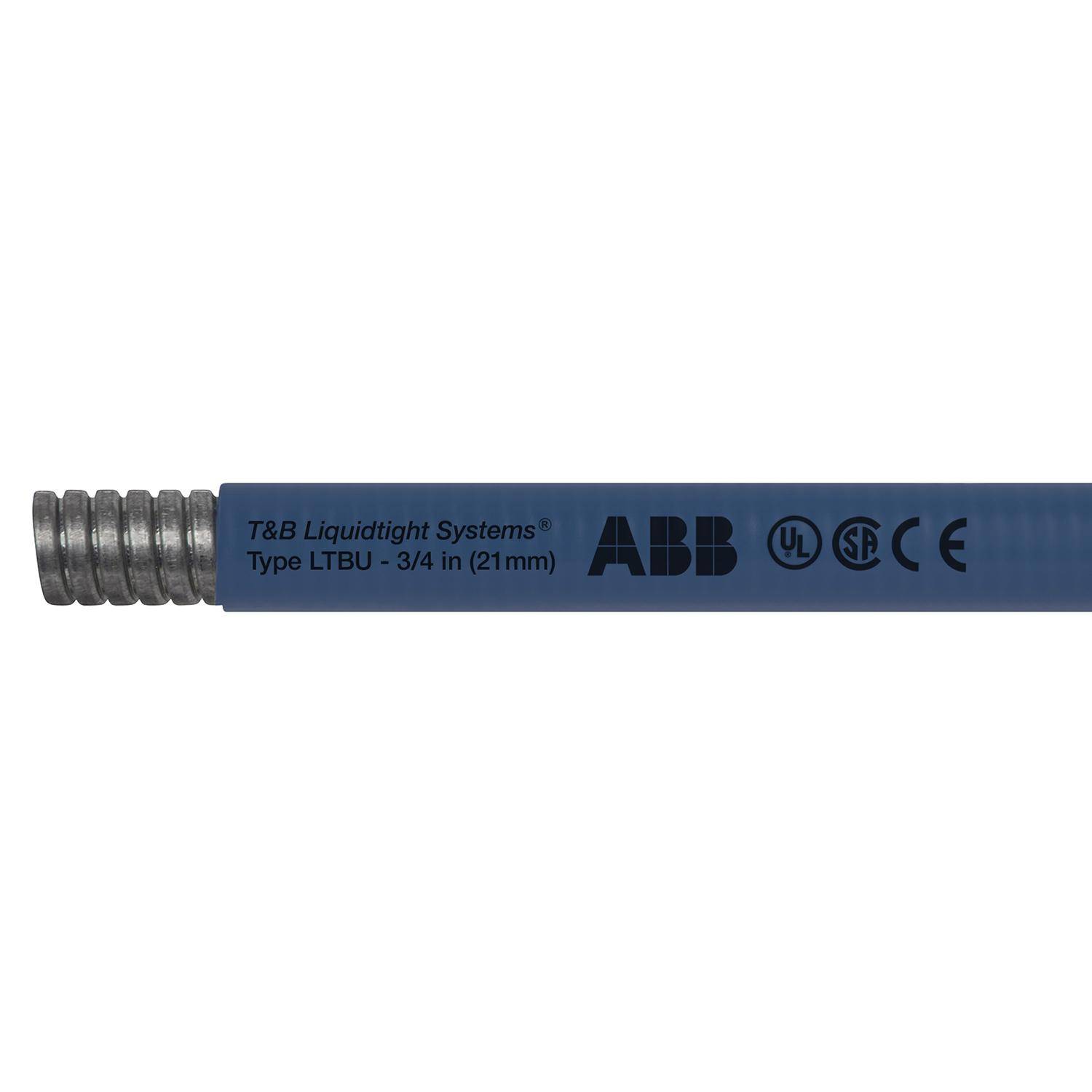 T&B® Industrial Fitting Liquidtight Systems™ LTBUS03L-C Type LTBU Liquid Tight Flexible Metal Conduit With PVC Jacket, 3/4 in Trade, 0.82 in ID x 1.05 in OD, 100 ft L, Steel