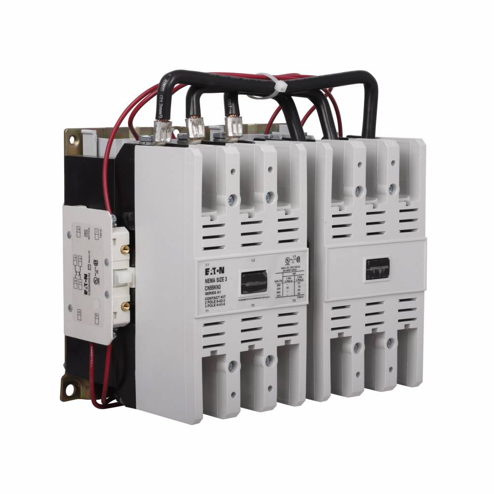 EATON CN55KN3A Freedom 3-Phase K-Frame Reversing NEMA Contactor With Steel Mounting Plate, 110/120 VAC V Coil, 90 A, 1NO Contact, 3 Poles