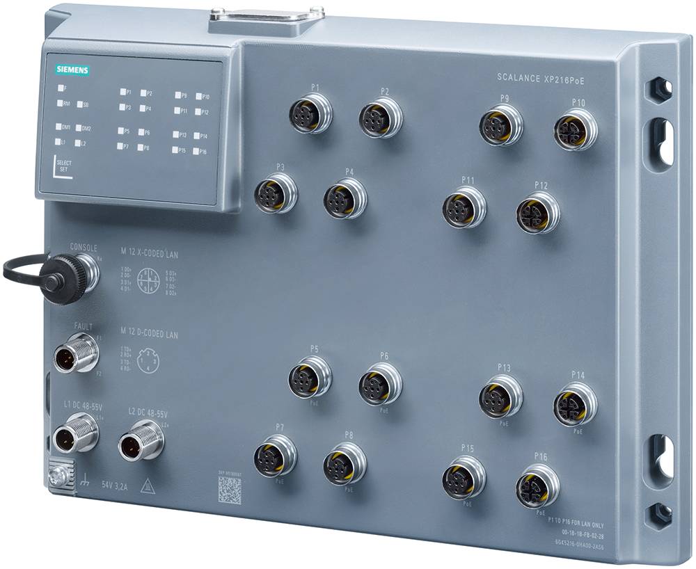 Siemens SCALANCE 6GK52160HA002AS6 XP216 Managed IE Switch, Telnet/HTTP/HTTPS/TFTP/FTP/GMRP/DCP/LLDP/SNMP v1/SNMP v2/SNMP v3/IGMP Protocol