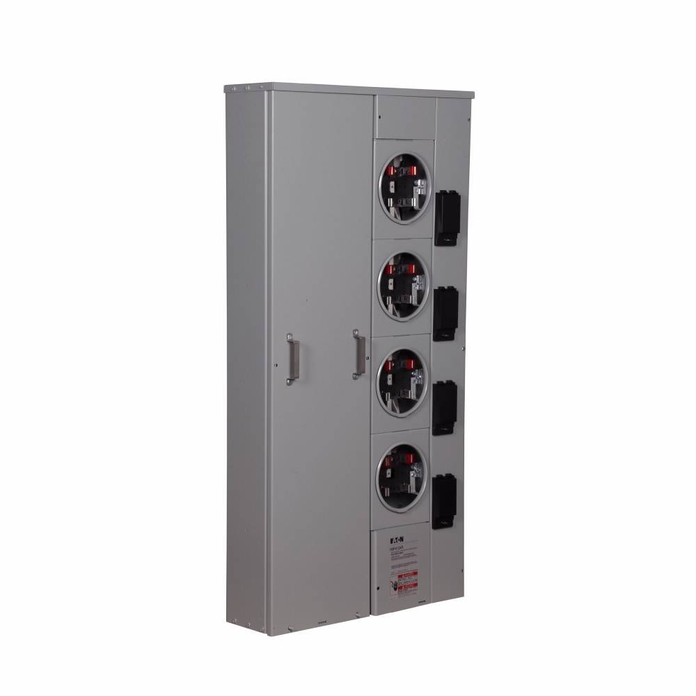 EATON 1MP4124RC 3-Wire Group Metering Meter Pack, 200 A Self-Contained Socket, Underground Feed, 120/240 VAC, 400 A Bus