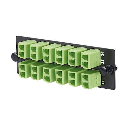 Panduit® Signature Core™ Opticom® FAP12WWDLCZ 12-Port Duplex Fiber Adapter Panel With (12) Adapters, LC End A,) OM5 Multi-Mode Fiber