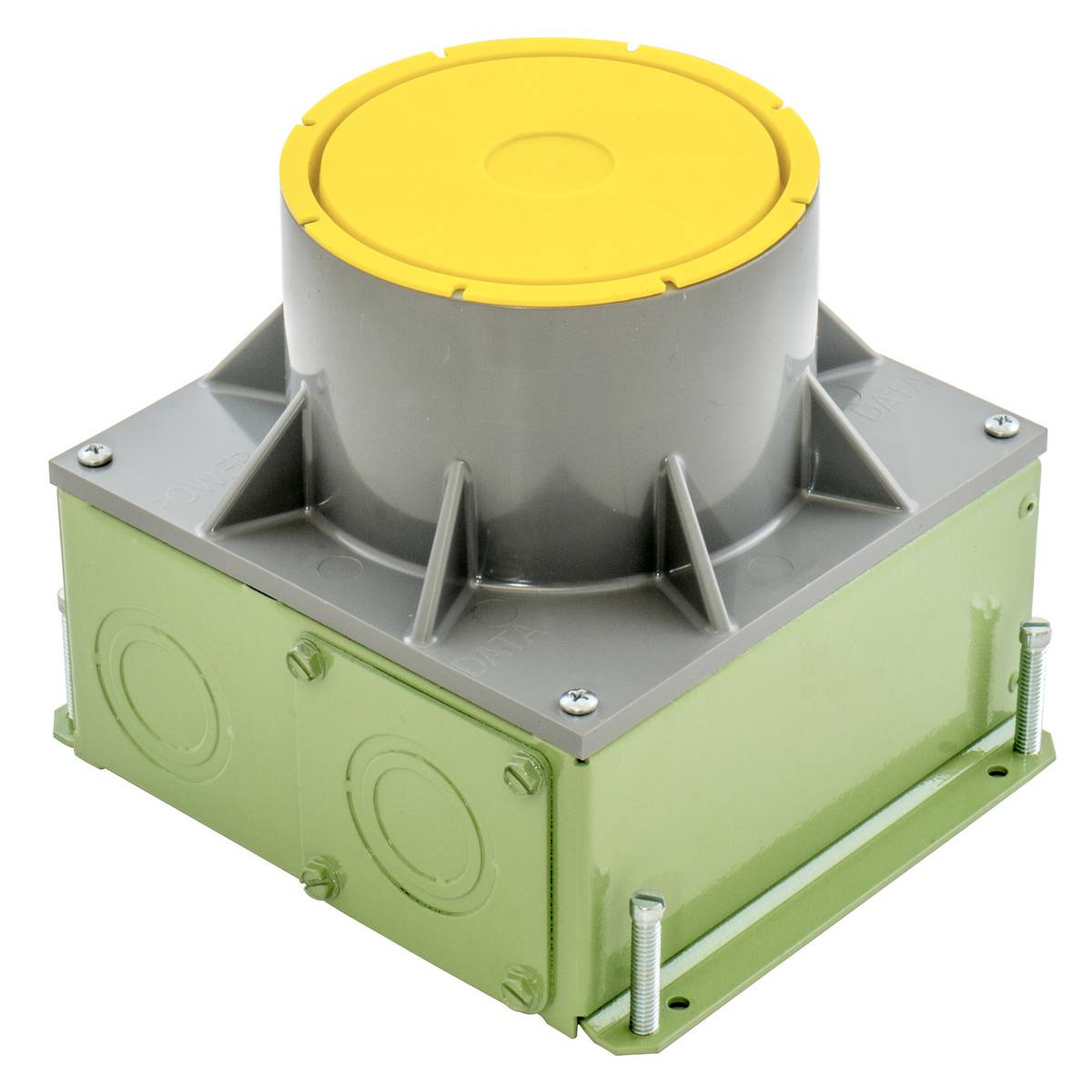 Wiring Device-Kellems SystemOne CFBS1R4SFBCR Fully Adjustable Corrosion Resistant Concrete Floor Box, Composite, 80 cu-in Capacity, 4 Knockouts, 7.4 in L x 6.32 in W x 6 in H
