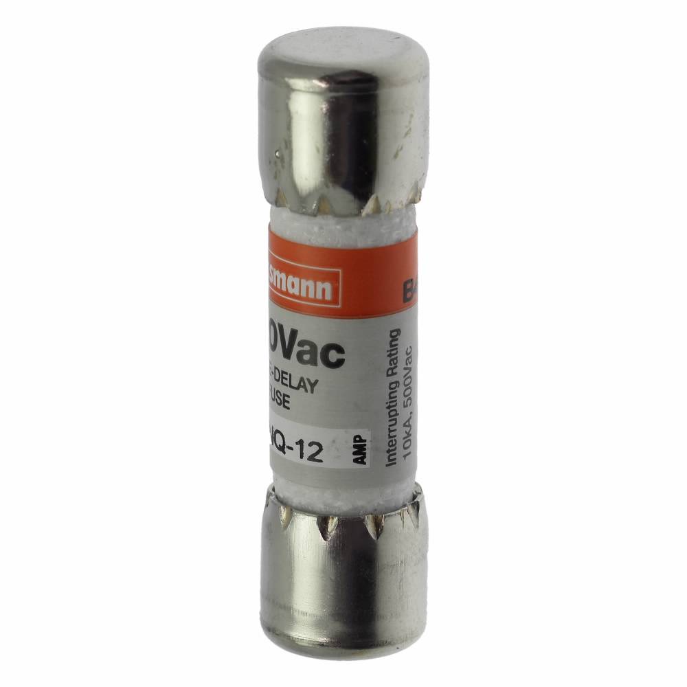 Bussmann Tron® FNQ-12 Low Voltage Supplemental Time Delay Midget Fuse, 12 A, 500 VAC, 10000 A Interrupt, Class: Supplemental, Cartridge Body