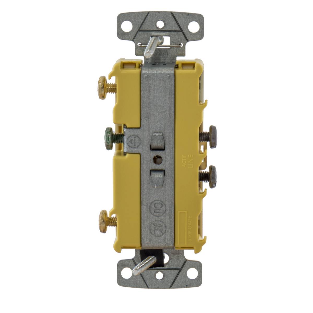 Wiring Device-Kellems tradeSELECT™ RC108LATR 2-Position Snap Action Tamper-Resistant Toggle Self-Grounding-Grounding Combination Switch and Receptacle, 15 A at 120/125 VAC, 1 Poles, 3 Wires