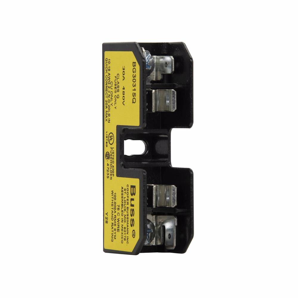 Edison BG3031SQ Power Fuse Block, 480 V, 25 to 30 A, Class: G, 14 to 10 AWG Copper Wire, 1 Pole