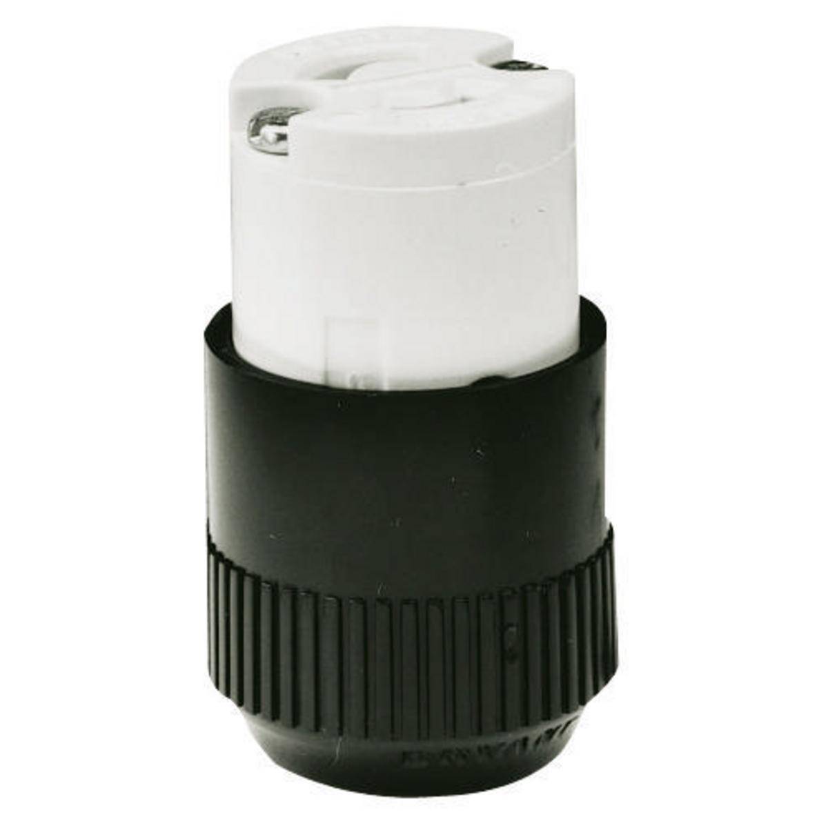 EATON Arrow Hart™ Hart-Lock® Eaton Wiring Devices 7464N Midget Locking Connector, 125 VAC, 15 A, 2 Poles, 2 Wires, Black
