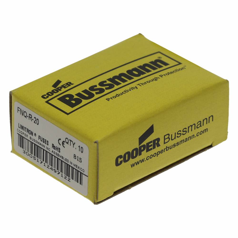 Bussmann Limitron™ CC-Tron® FNQ-R-20 Advanced Protection Current Limiting High Inrush Low Voltage Time Delay Fuse, 20 A, 600 VAC/300 VDC, 20/200 kA Interrupt, CC Class, Cartridge Body