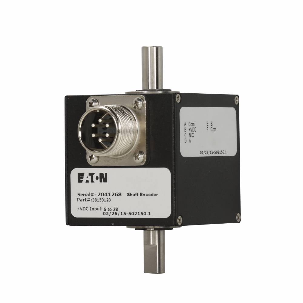EATON 38150120 1-Channel Cube Shaft Encoder, For Use With PLC and Counter, 120 Pulse per Revolution, Aluminum, Black Oxide
