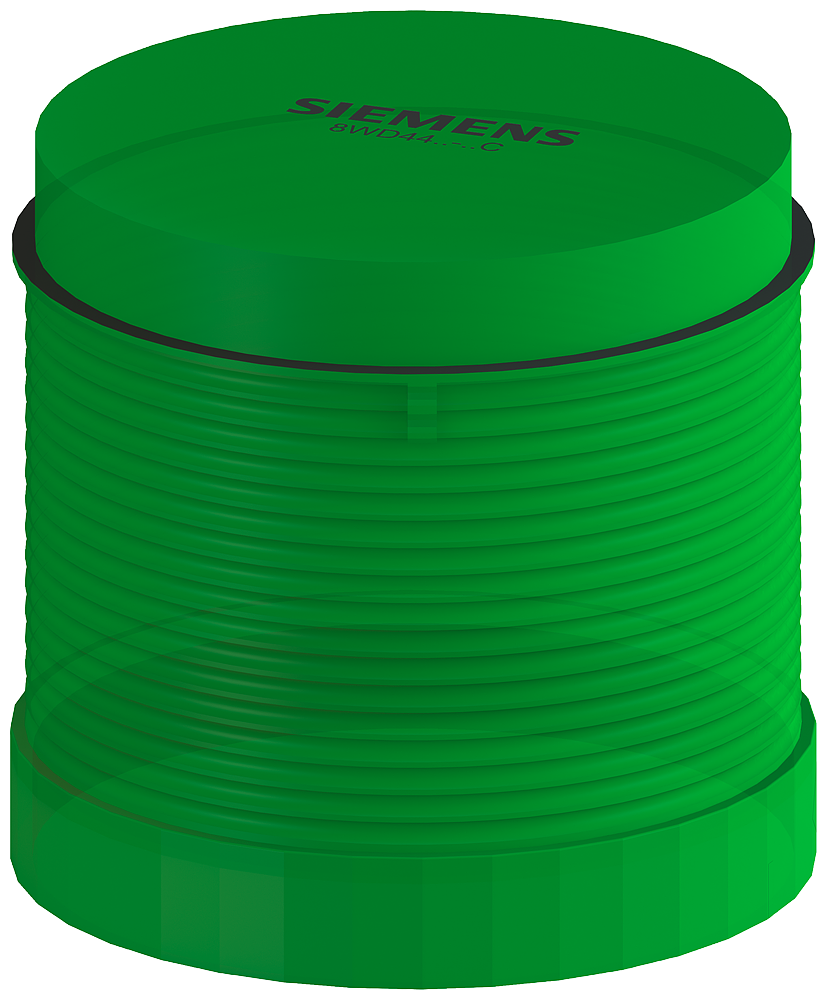 Siemens 8WD44405BC Signaling Column Flashlight Element w/ Integrated LED, 115 VAC, LED Lamp, 70 mm Dia, Bayonet Mount, Green, UL Listed, EAC Certified, CE Certified, WEEE (2012/19/EU)