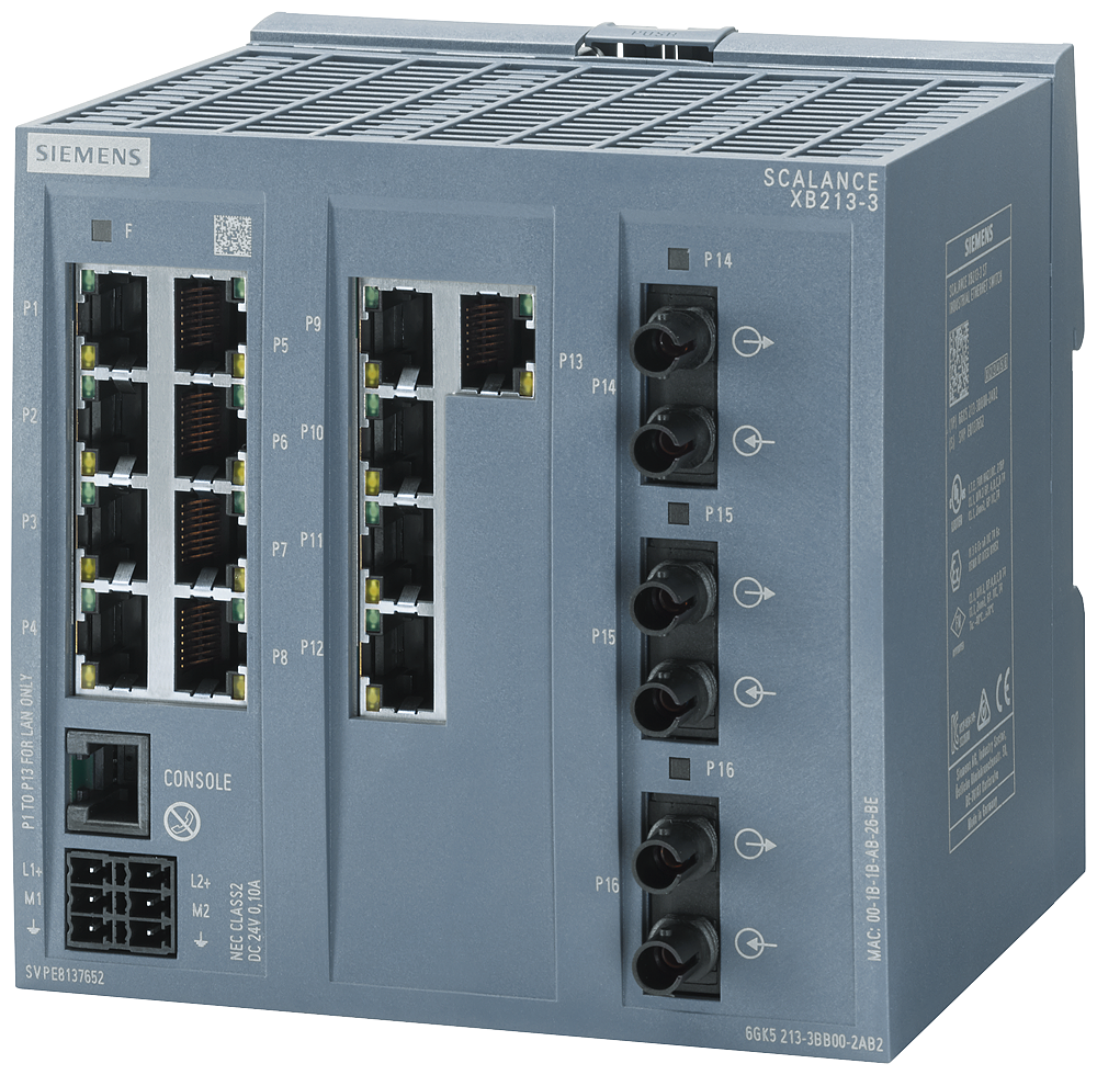 Siemens SCALANCE 6GK52133BB002AB2 XB213-3 ST Managed IE Switch, RJ-45 Port, Telnet/HTTP/HTTPS/TFTP/FTP/GMRP/DCP/LLDP/SNMP v1/SNMP v2/SNMP v3/IGMP Protocol