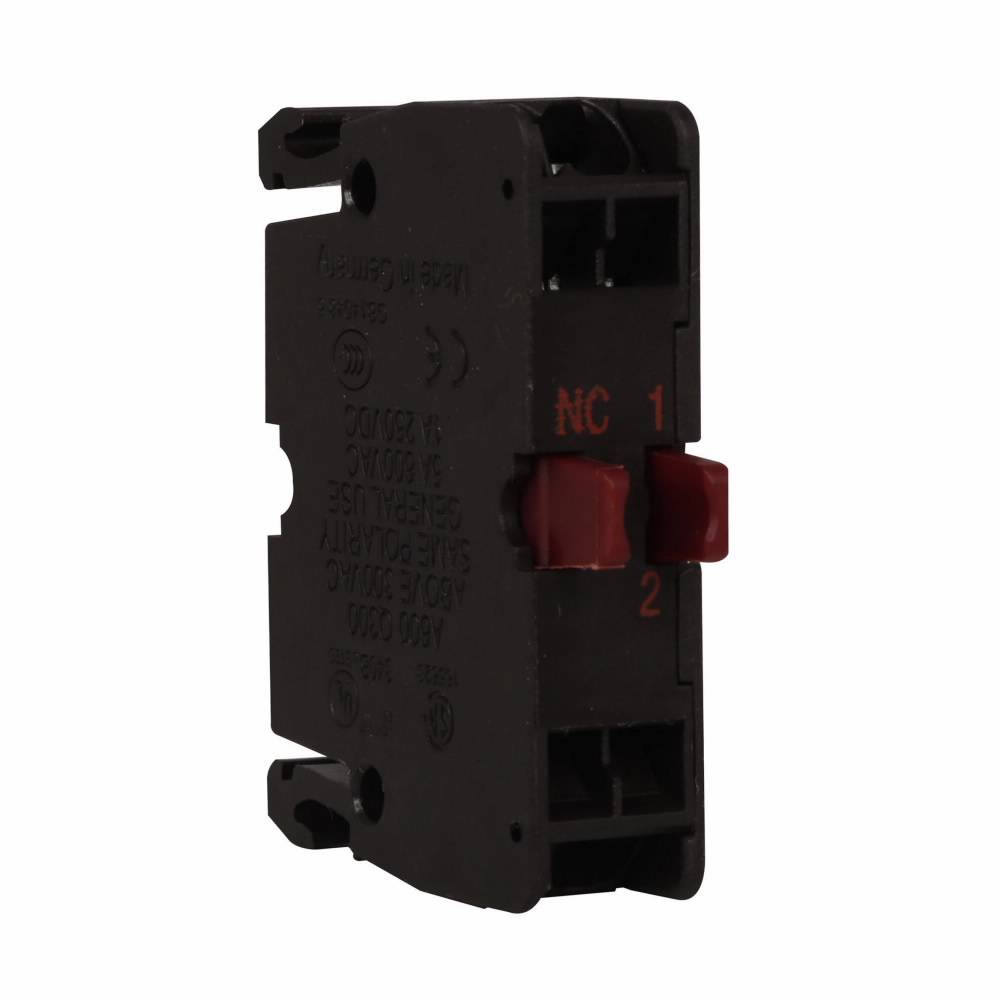 EATON RMQ-Titan® M22-CKC01 Emergency Stop Non-Illuminated Contact Block, 22.5 mm, 1NC Contact, 6 A at 240 VAC, 3 A at 24 VDC Contact, Black