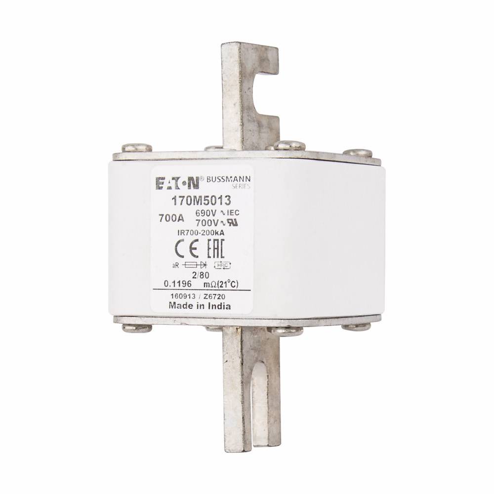 Bussmann 170M5013 Semi-Conductor High Speed Fuse, 700 A, 690 V, 200 kA Interrupt, Class: aR, Square Body