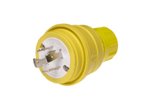 Woodhead® 26W75 130147 3-Phase Plug, 250 VAC, 20 A, 3 Poles, 4 Wires, Yellow