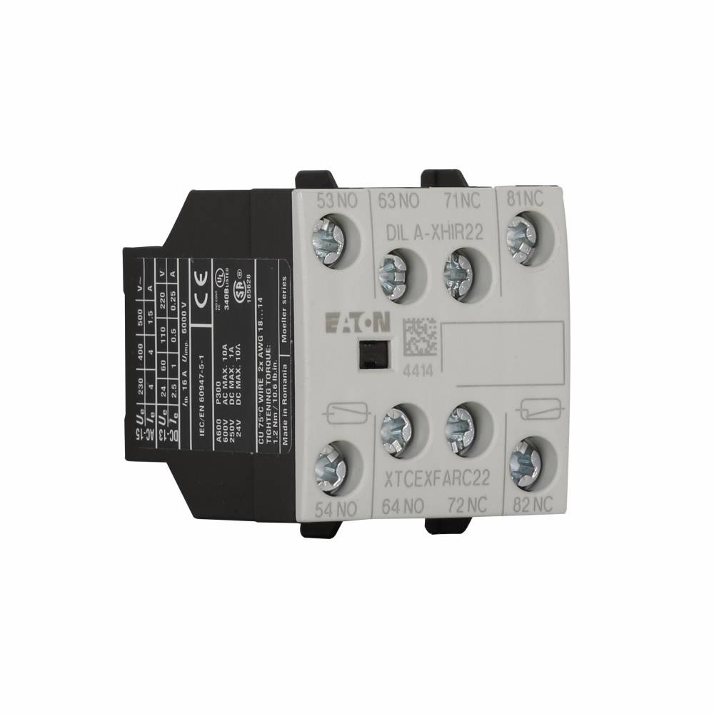 EATON XTCEXFARC22 4-Pole Electronic Auxiliary Contact, 600 VAC, 1.5 to 10 A, 4 Contacts