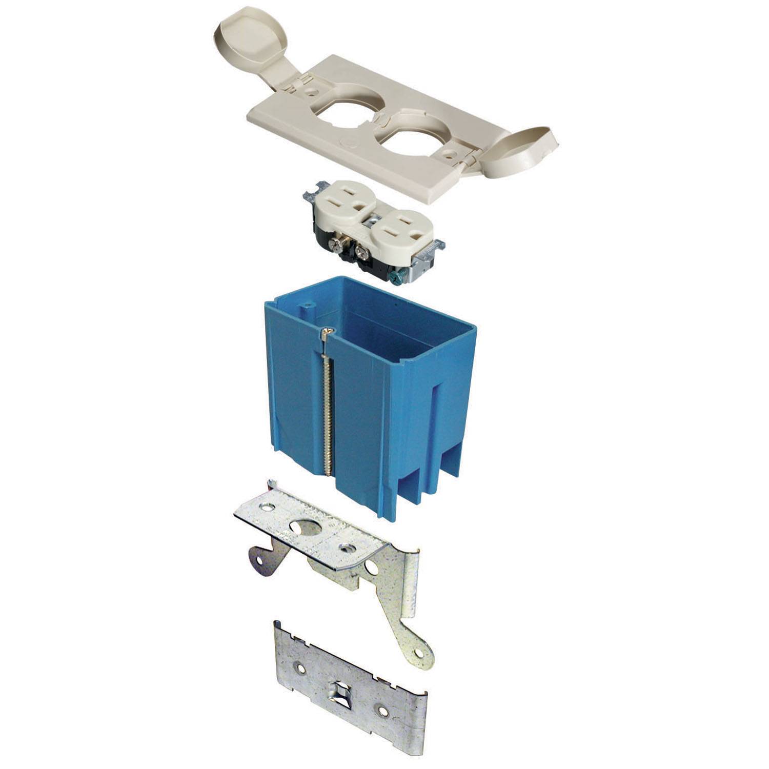 Carlon® Adjust-A-Box® B121BFBRW Adjustable Non-Metallic Floor Box, 20 cu-in Capacity, 1 Gangs, 3.33 in L x 3.65 in W