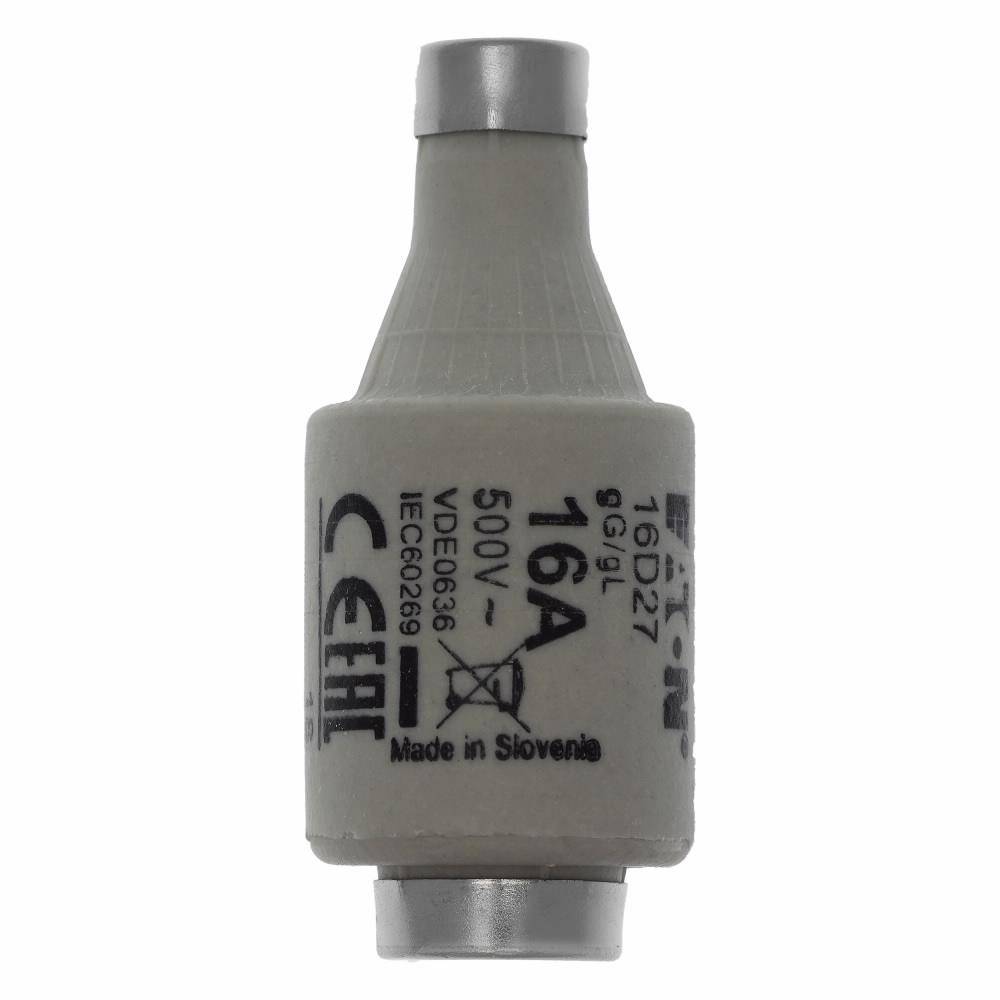 Edison 16D27 Low Voltage Time Delay Diazed Fuse Link, 16 A, 500 VAC, 100 kA Interrupt, Class: gG/gL, Round Body