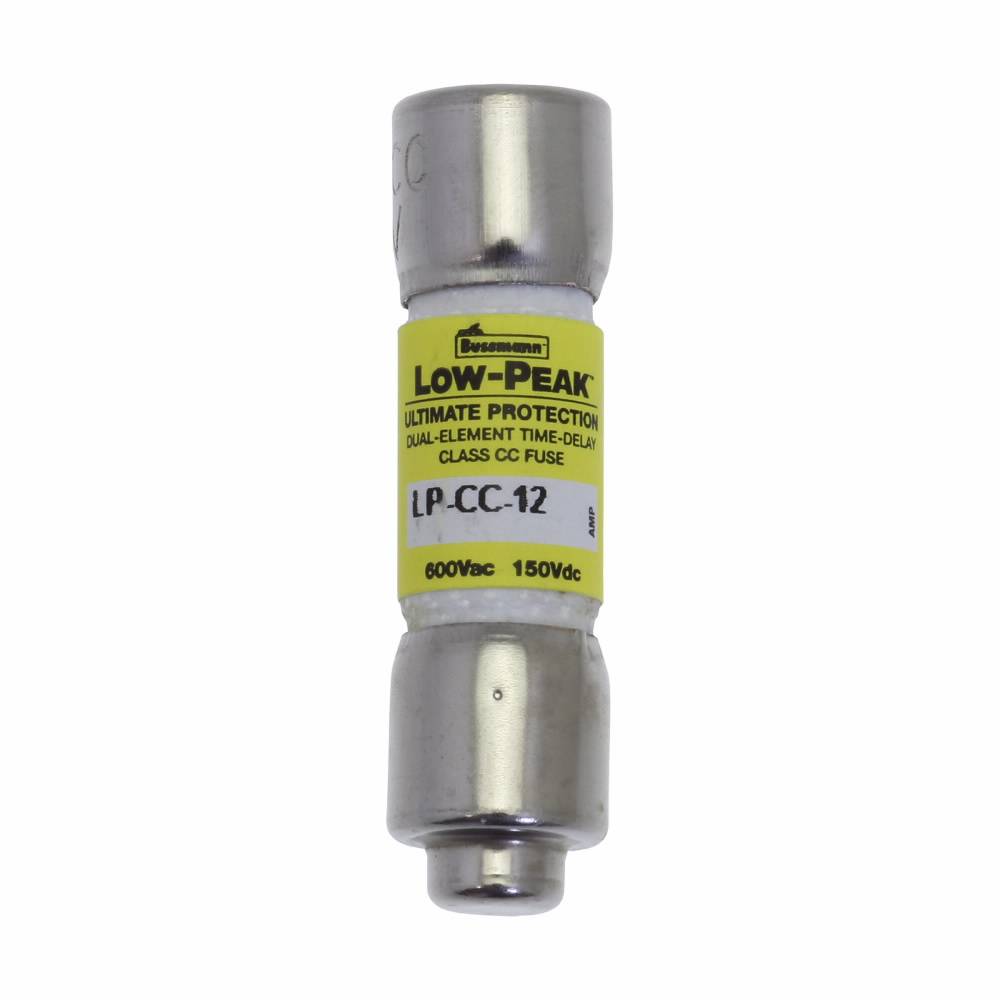 Bussmann Low-Peak™ LP-CC-12 Current Limiting Time Delay Fuse, 12 A, 600 VAC/150 VDC, 20/200 kA Interrupt, CC Class, Cartridge Body