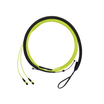 Panduit® QuickNet™ Signature Core™ HD Flex™ FWUYL7575KAM005 24-Fiber OM5+ Multi-Mode Method A Ultra IL Small Diameter Unarmored Trunk Cable Assembly With Pulling Eye on One End, PanMPO™ Female End A, PanMPO™ Female End B, 5 m L, LSZH, Lime Green