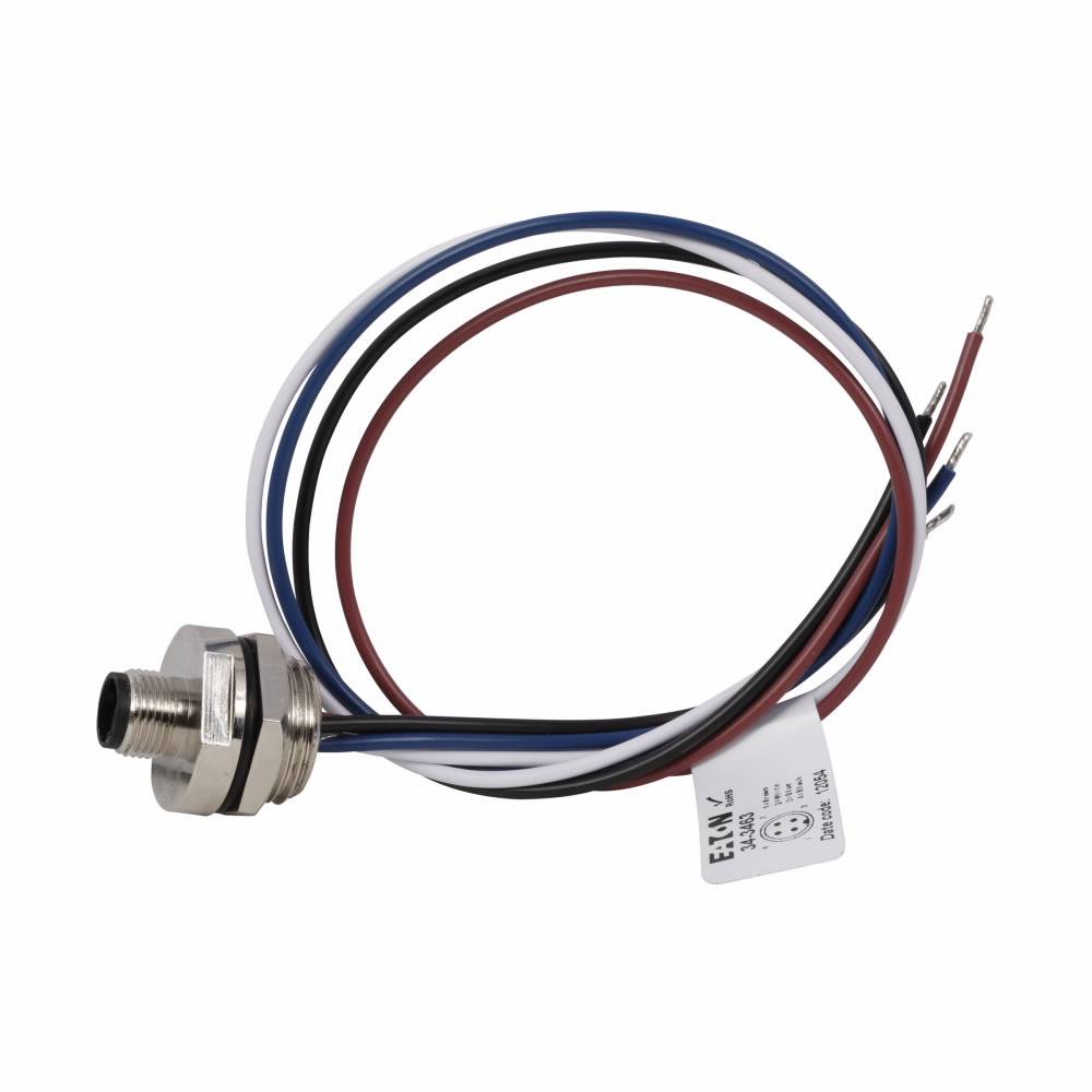 EATON CSDS4A4CMR22.3 Global Plus 4-Wire Standard Single End Connector Cable, M12x1 4-Pin Micro-Style Straight Male Connector, 3 m L Cable