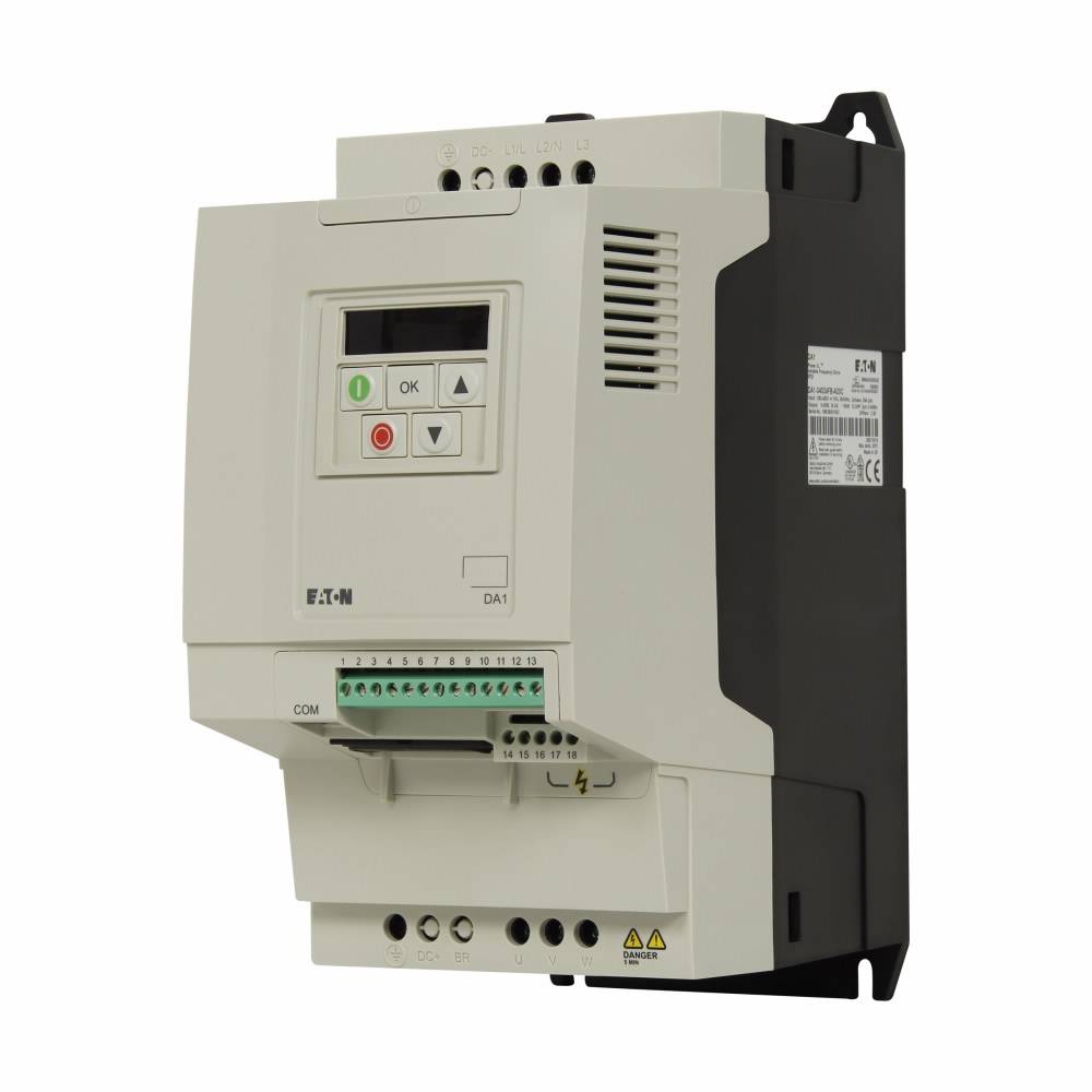 EATON PowerXL® DA1-34024FB-A20C 3-Phase Adjustable Compact AC Variable Frequency Drive, 380 to 480 VAC, 24 A, 15 hp, 5.16 in W x 8.03 in D