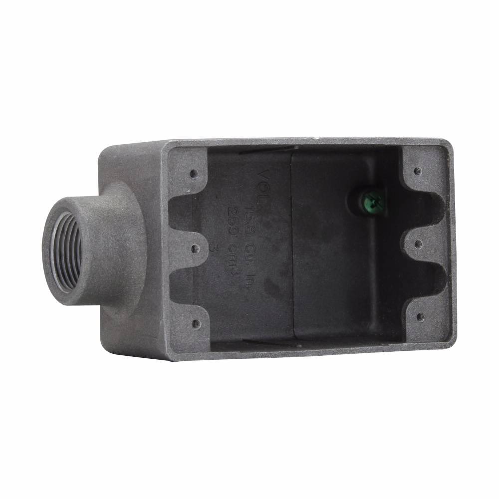 EATON Crouse-Hinds Condulet® FS2 SA Shallow Device Box With Mounting Lug And Ground Screw, 3/4 in Trade, 1 Gang, Sand Copper-Free Aluminum, Natural