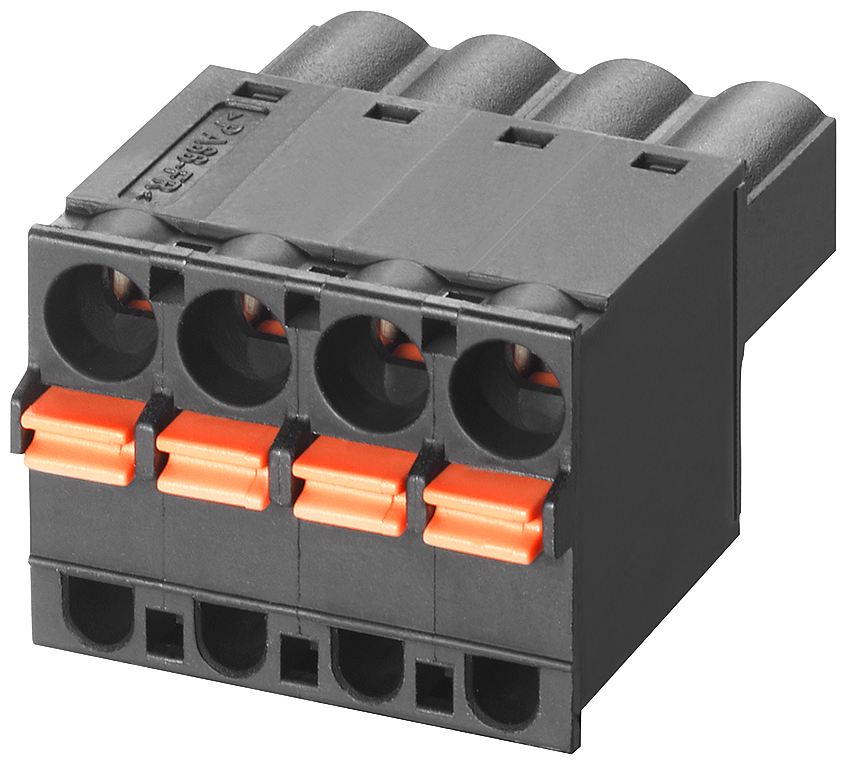Siemens 6GK59801DB100AA5 Terminal Block w/ Spring Loaded Terminal, For Use w/ SCALANCE S-600, SCALANCE W-700, SCALANCE X-100, X-200, X-300, X-400 24 VDC Power Supply, 4-Pin, 4-Pole