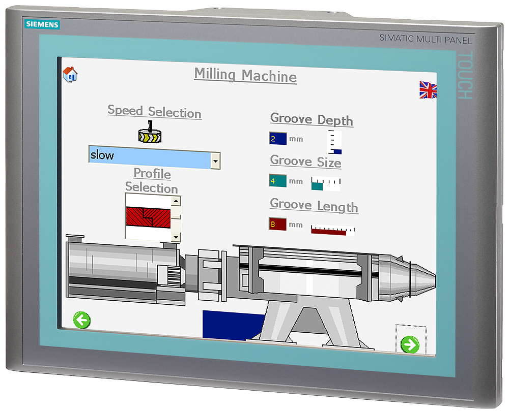 Siemens SIMATIC 6AV66442AB012AX0 MP377 PRO Touch Multi-Panel, 1.8 A, 41 W, TFT Display, RS 422/RS 485/RJ45 Ethernet/USB