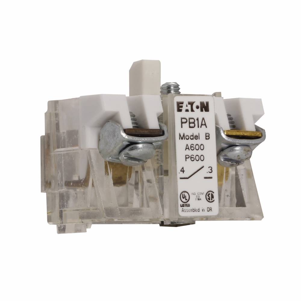 EATON PB1A M22 Modular Standard Contact Block, 22.5 mm, 1NO Contact, Silver Contact, Clear