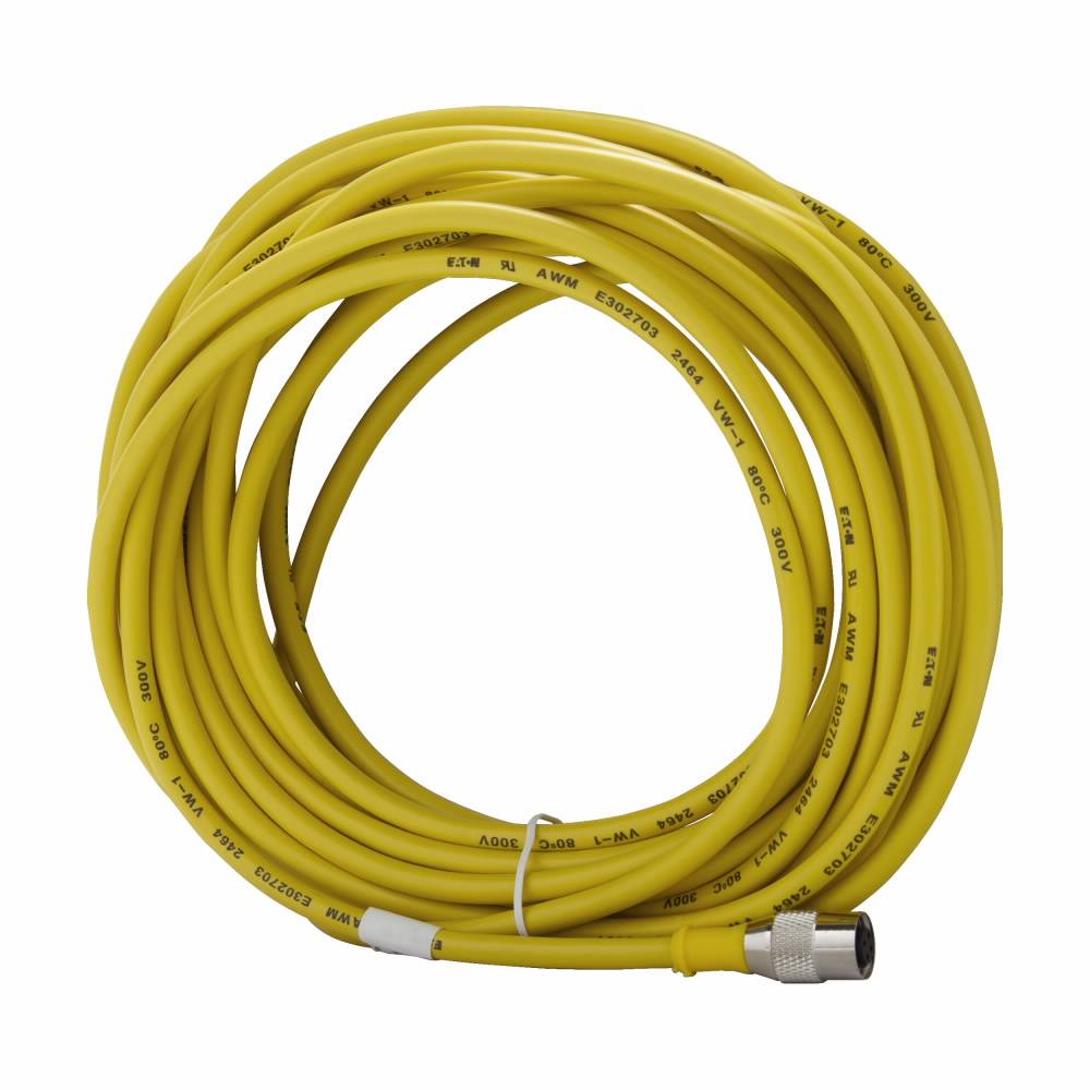 EATON CSAS4F4CY1810 Global Plus Cordset, 4-Pin AC Micro Straight Female Connector, 32.8 ft L Cable, Dual Keyway