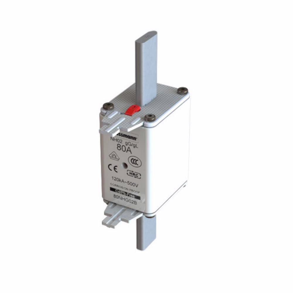 Edison 80NHG02B Fuse Link With Metal Gripping Lug, 500 VAC, 80 A